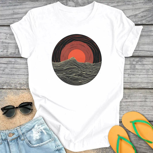 Red Sun Rising Over Ocean