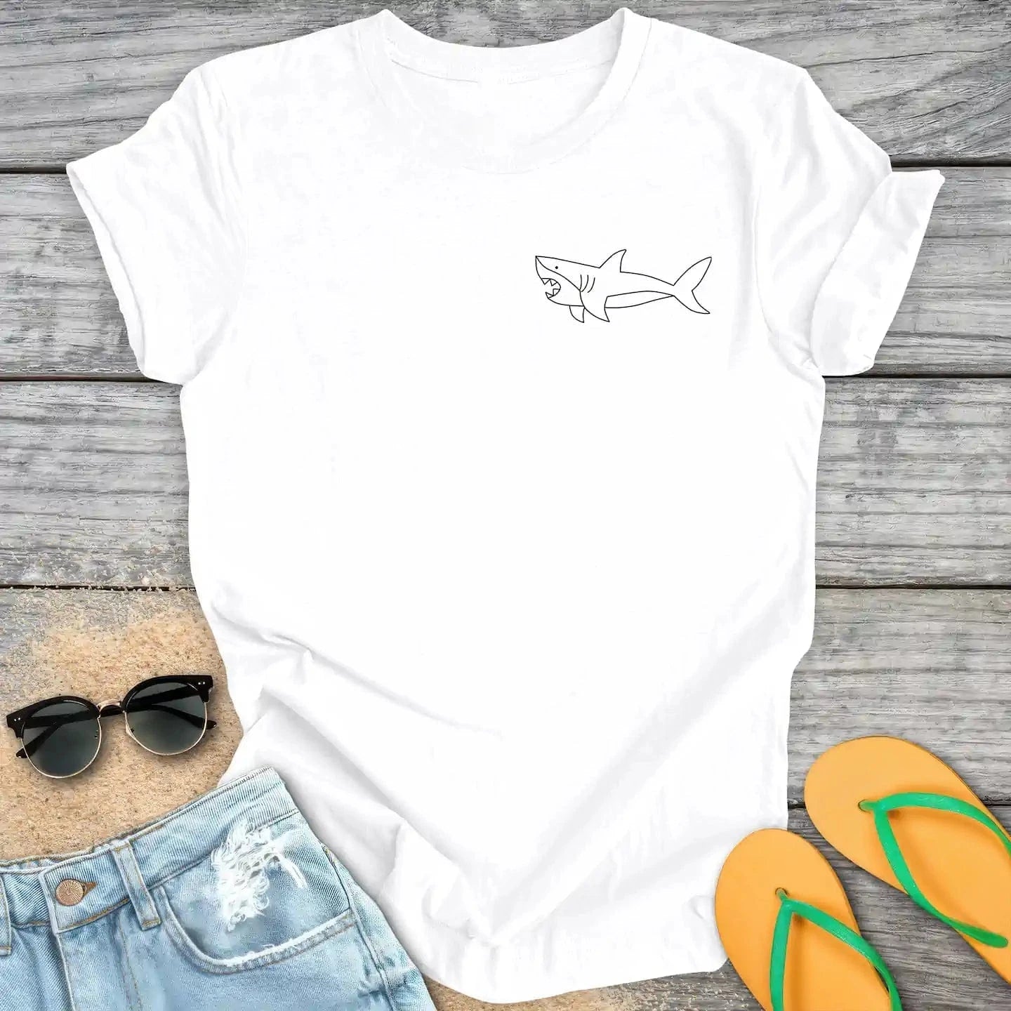 Cute Shark Line Drawing