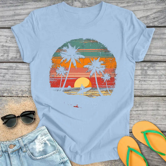 Retro Sunset Beach Surfer