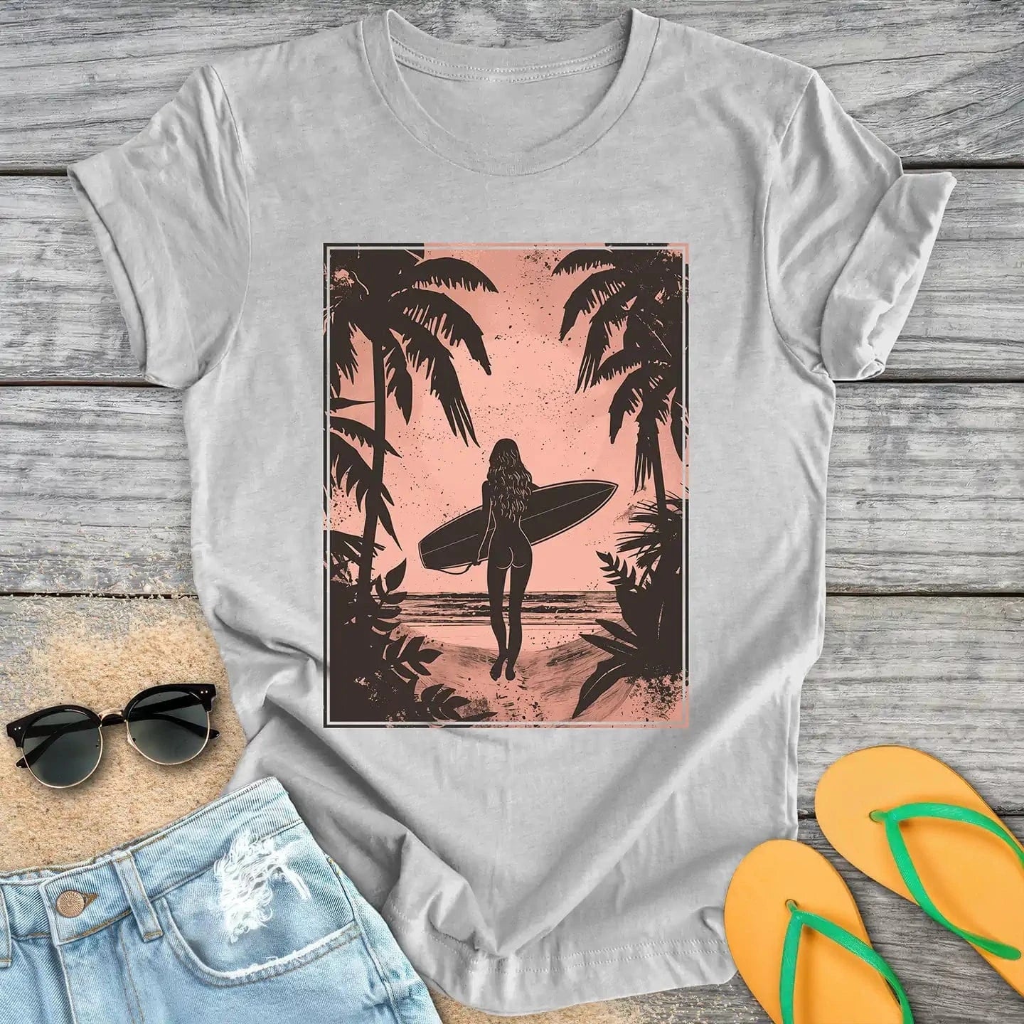 Tropical Beach Surfer Girl