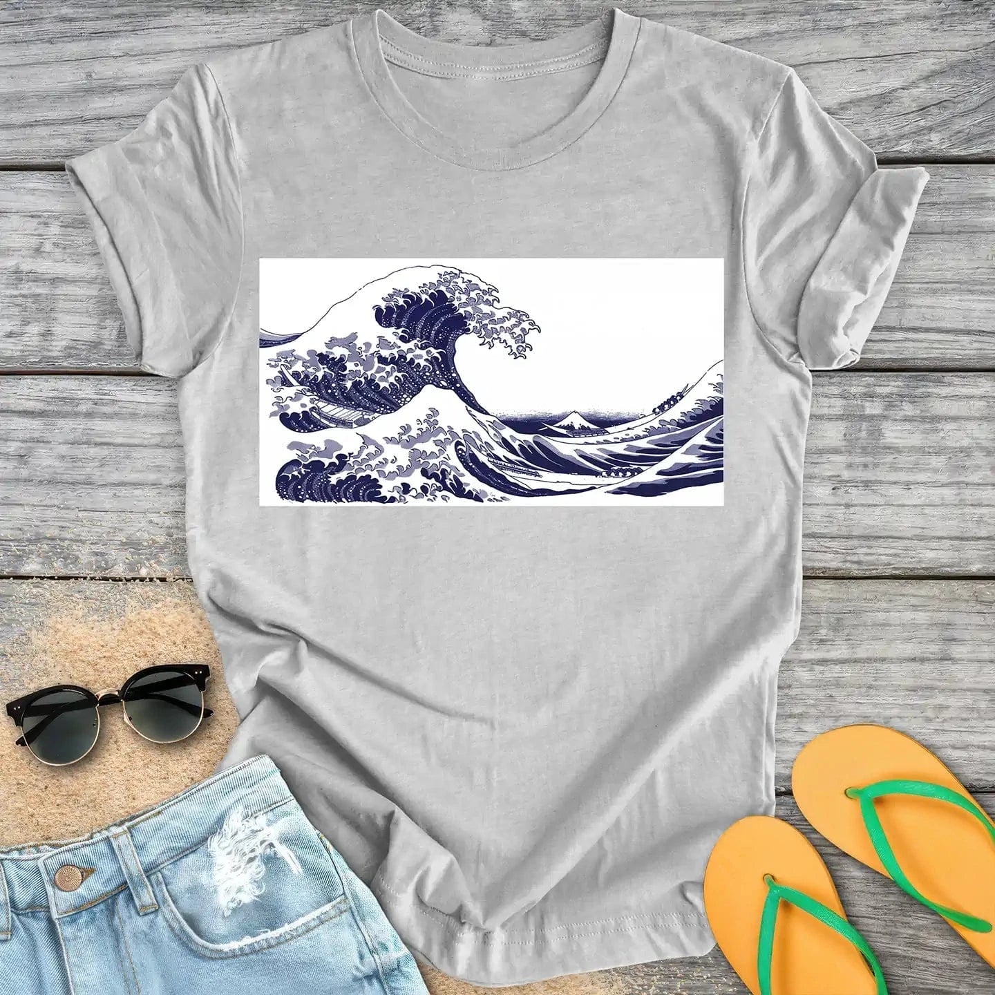hokusai wave blue print