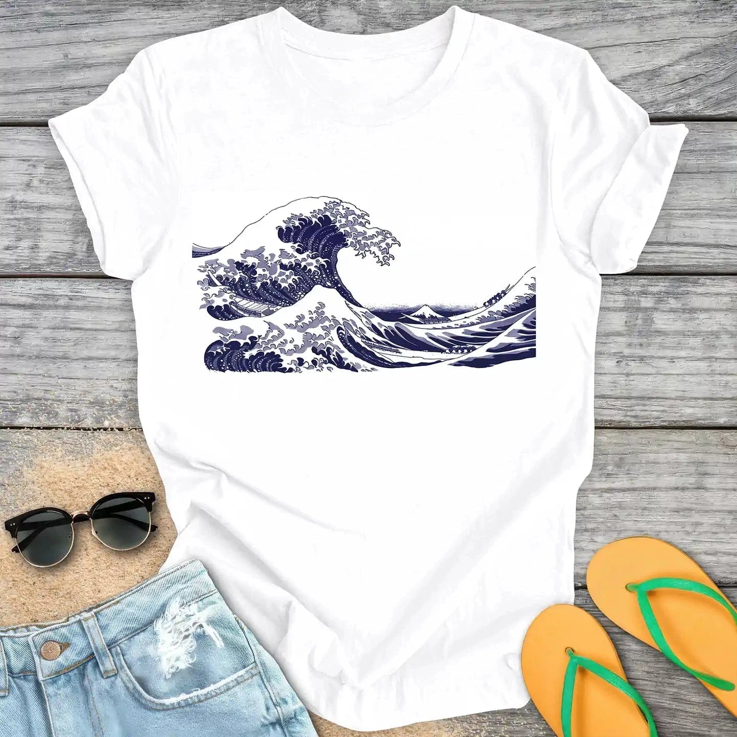 hokusai wave blue print