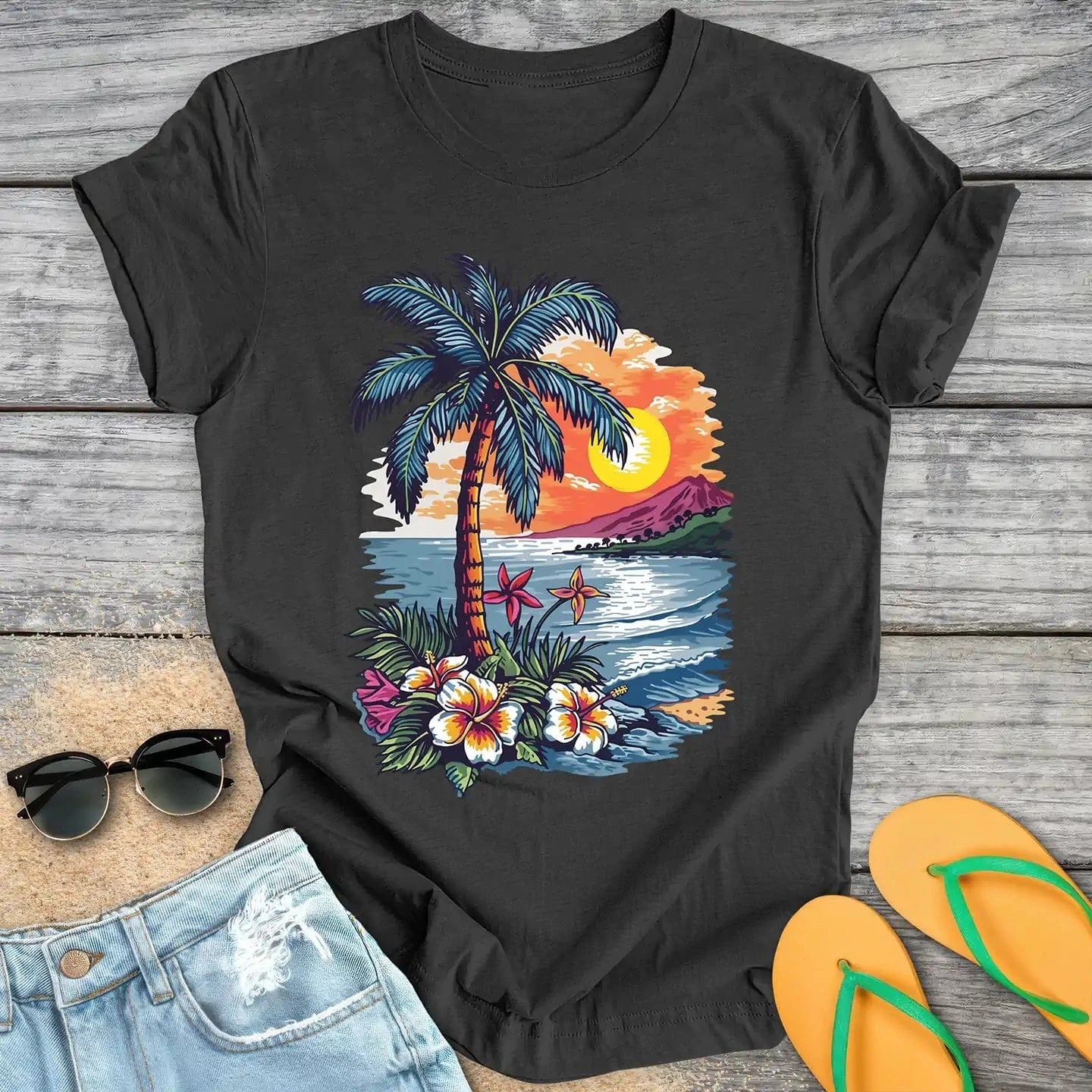 Vibrant Retro Hawaii Beach