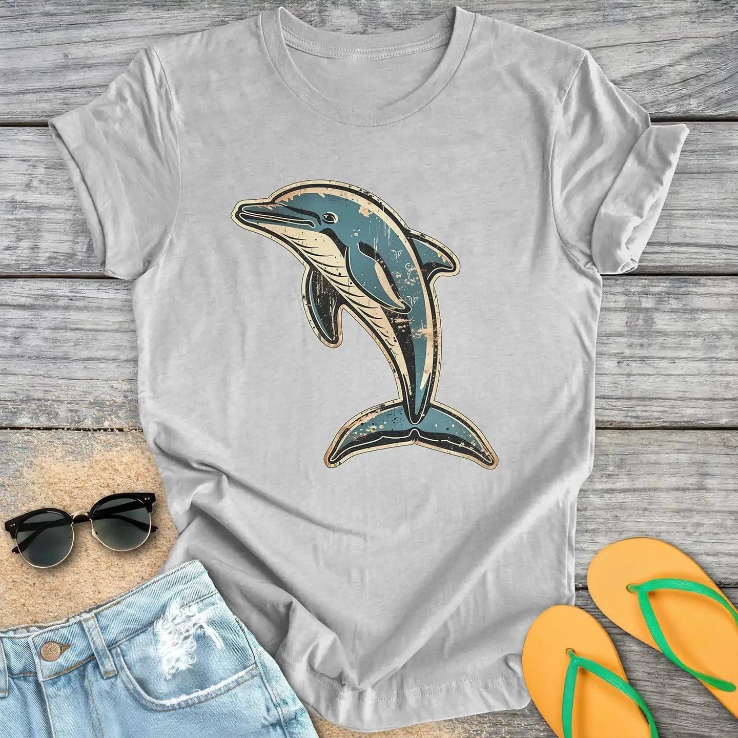 Jumping Vintage Dolphin