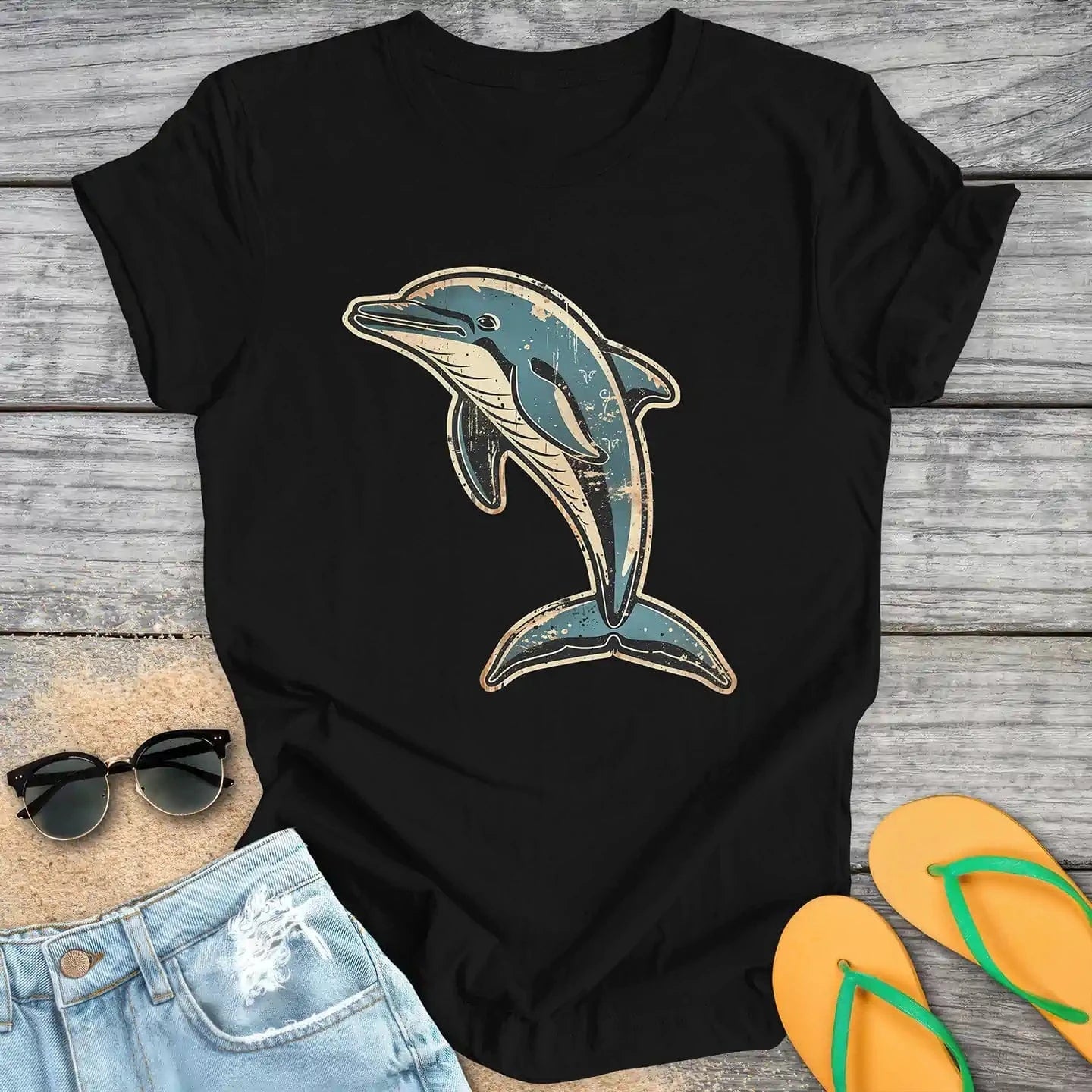 Jumping Vintage Dolphin