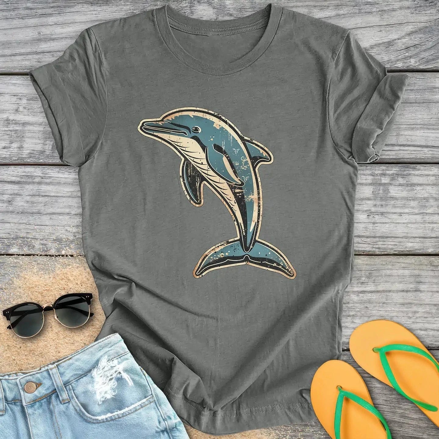 Jumping Vintage Dolphin