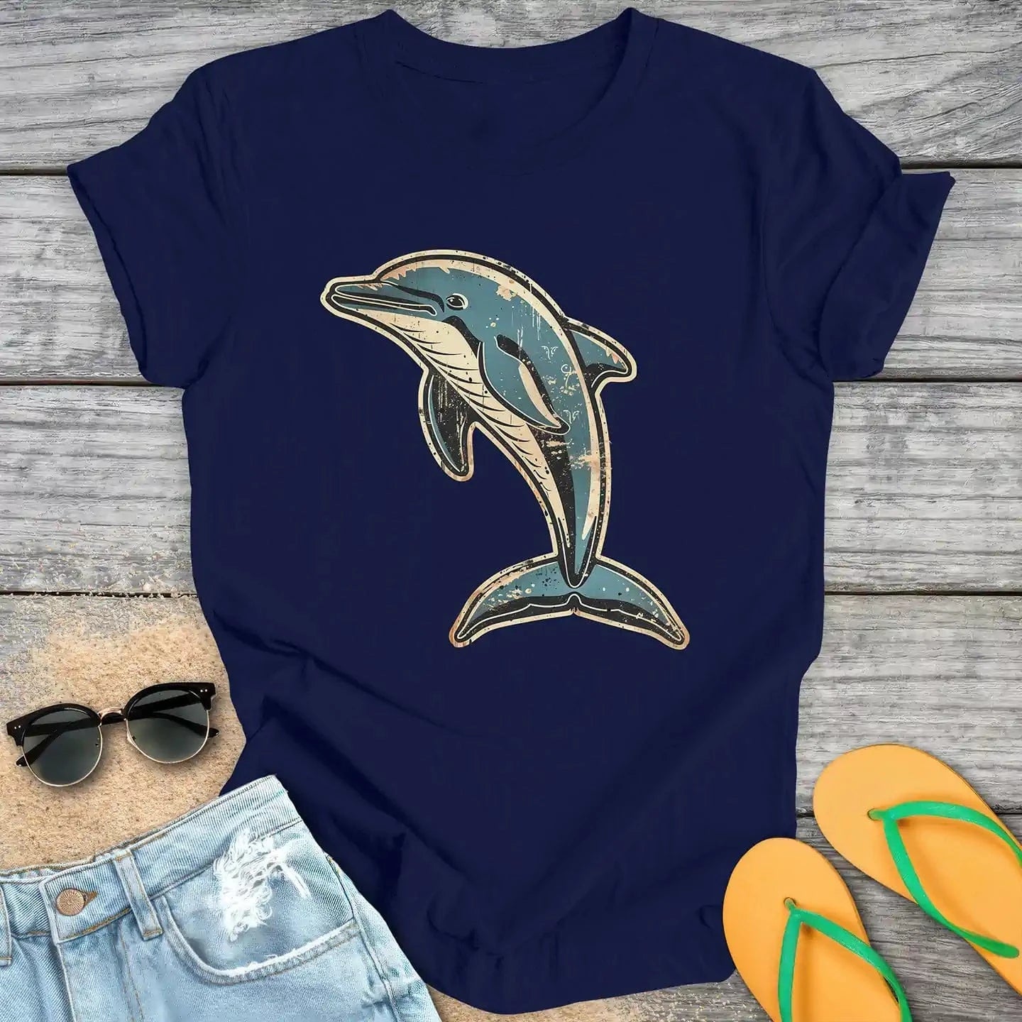 Jumping Vintage Dolphin