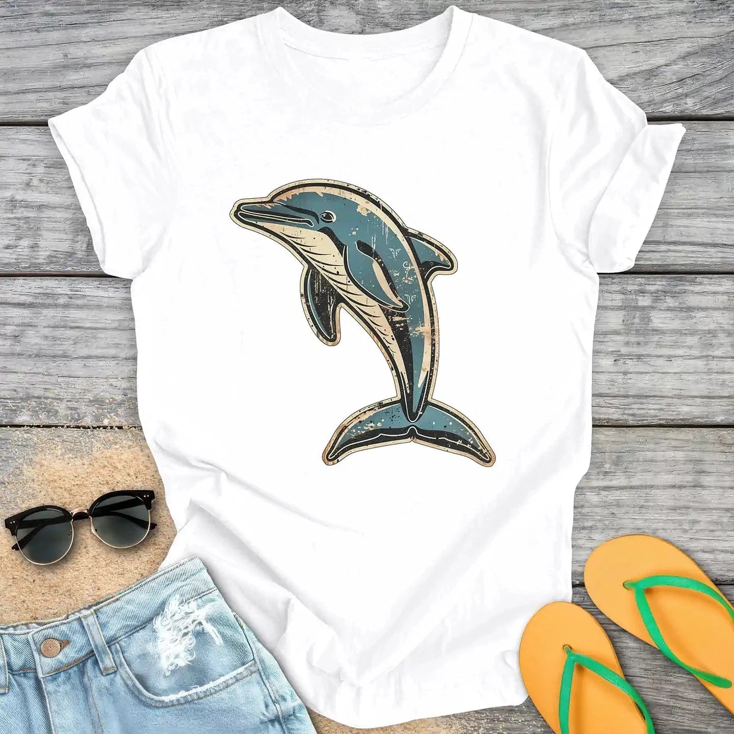 Jumping Vintage Dolphin