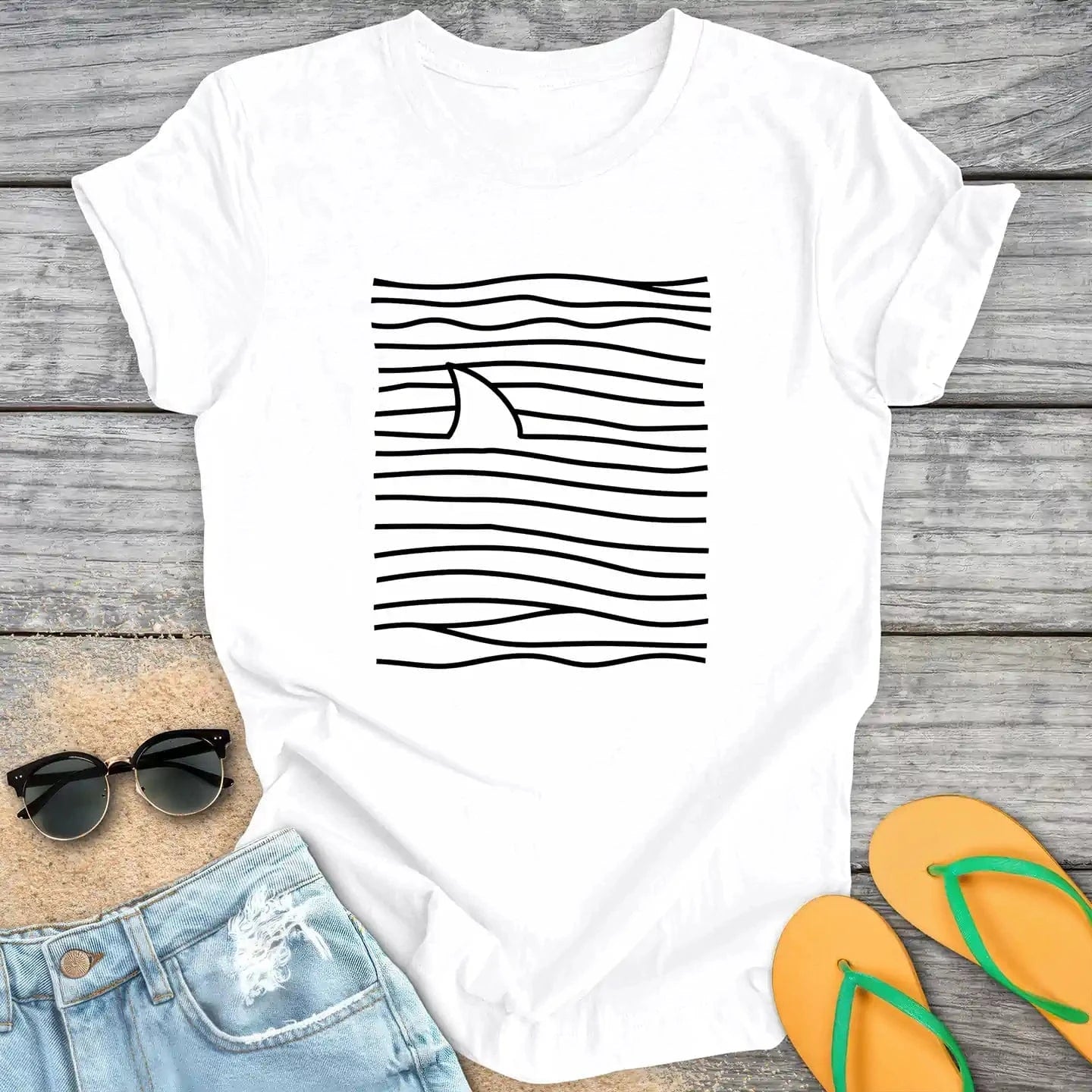 Minimalist Shark Line Drawing