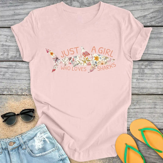 Just A Girl Who Loves Sharks Flowers