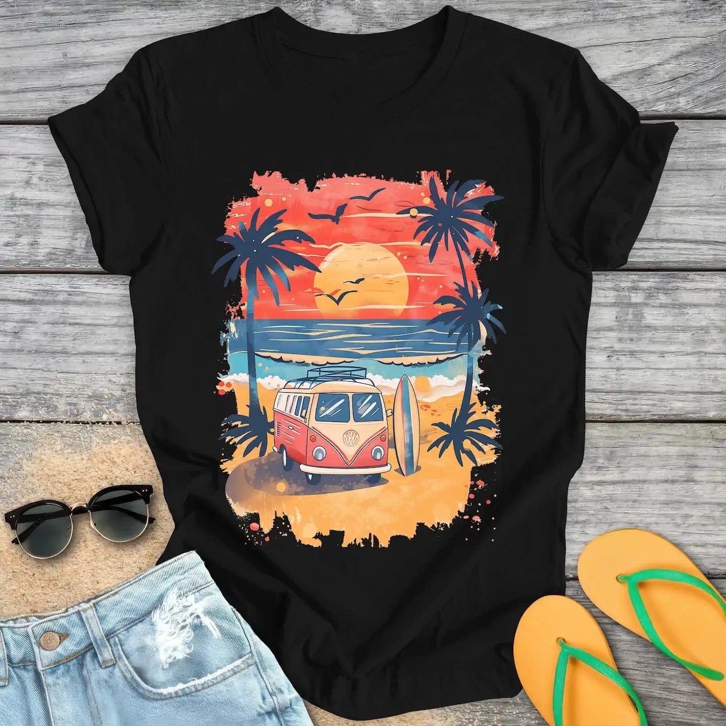 Retro Surfer Beach Van