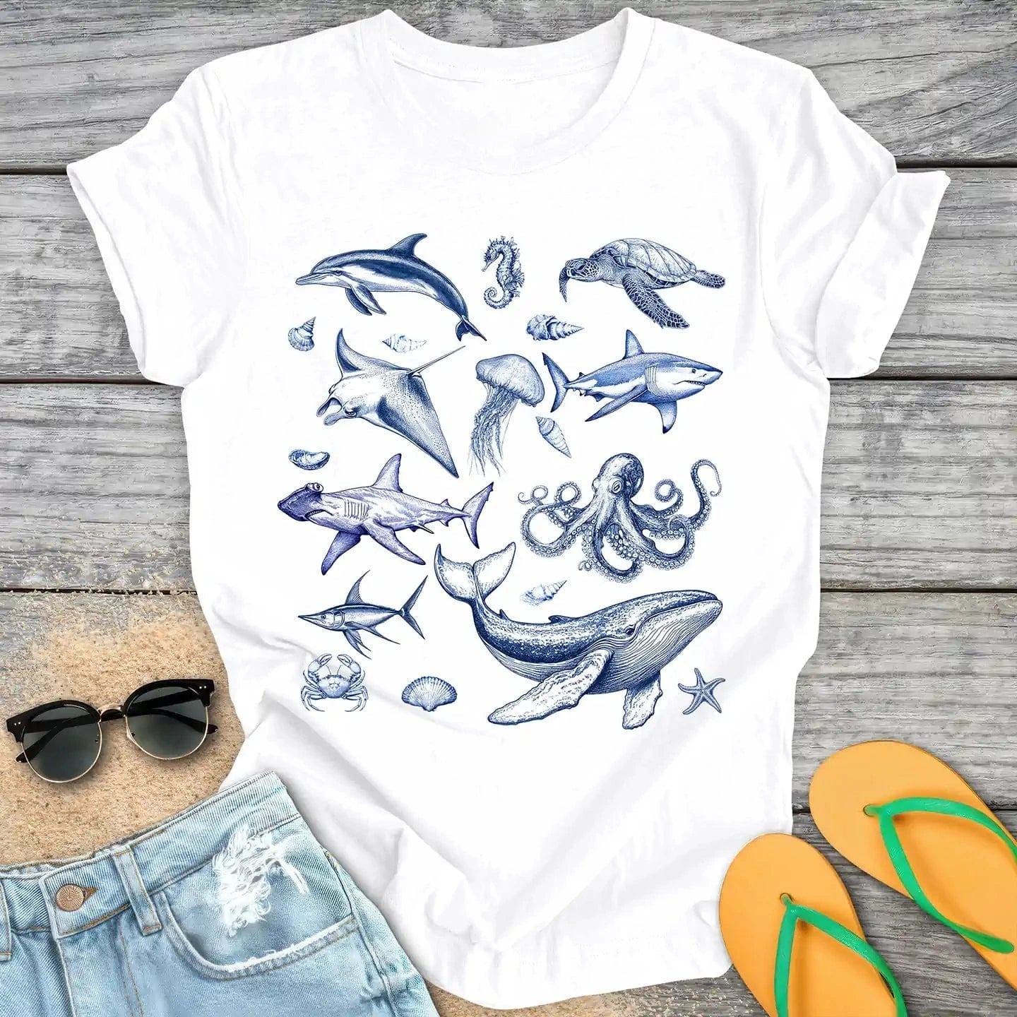 Sea Animals 90s Retro
