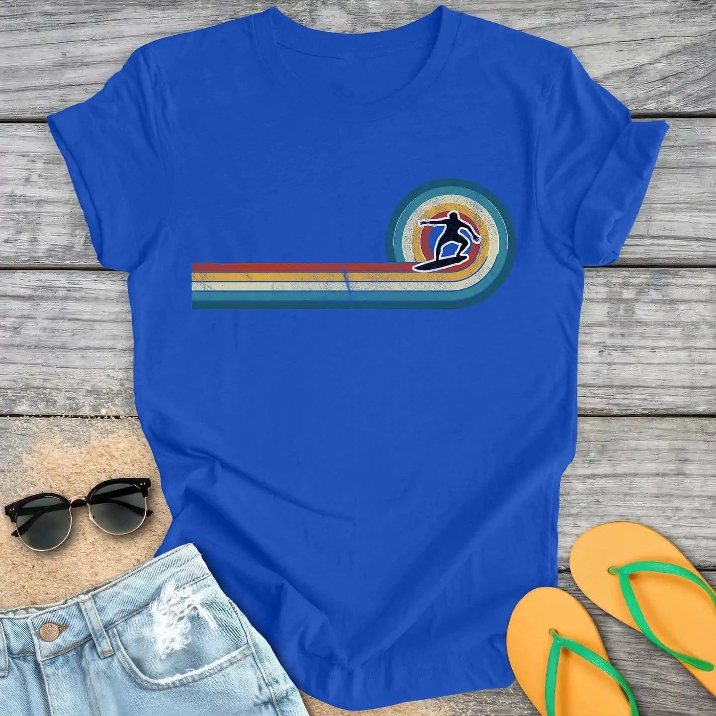 Vintage Rainbow Wave Surfer