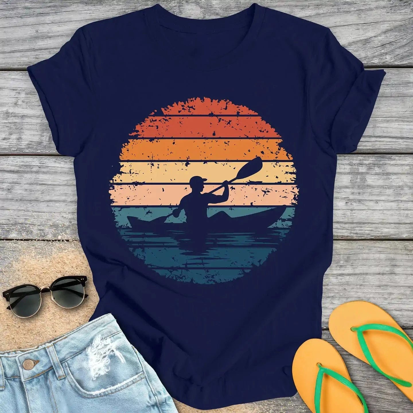 Retro Vintage Kayaker Cutout