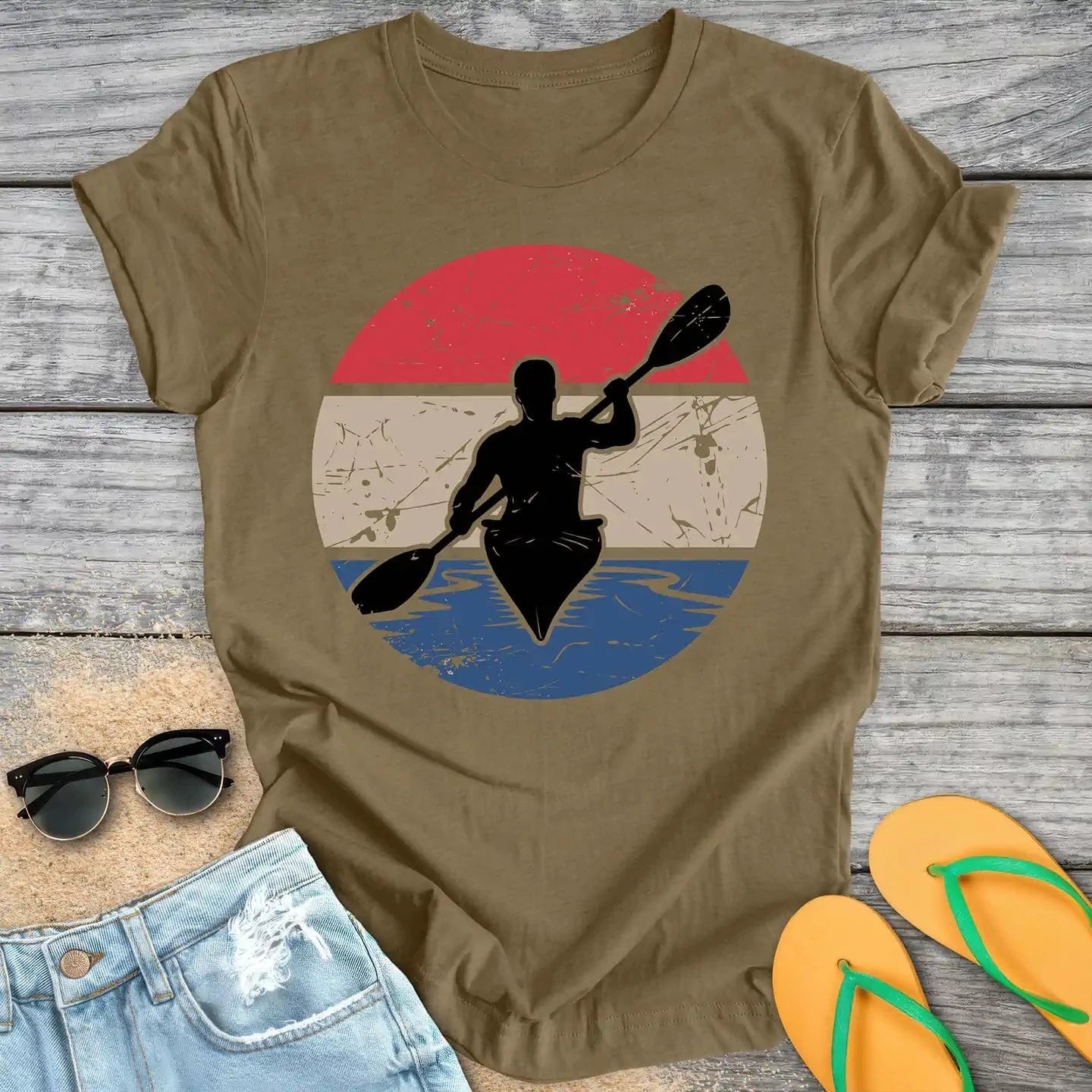 Retro Vintage Kayaker Silhouette