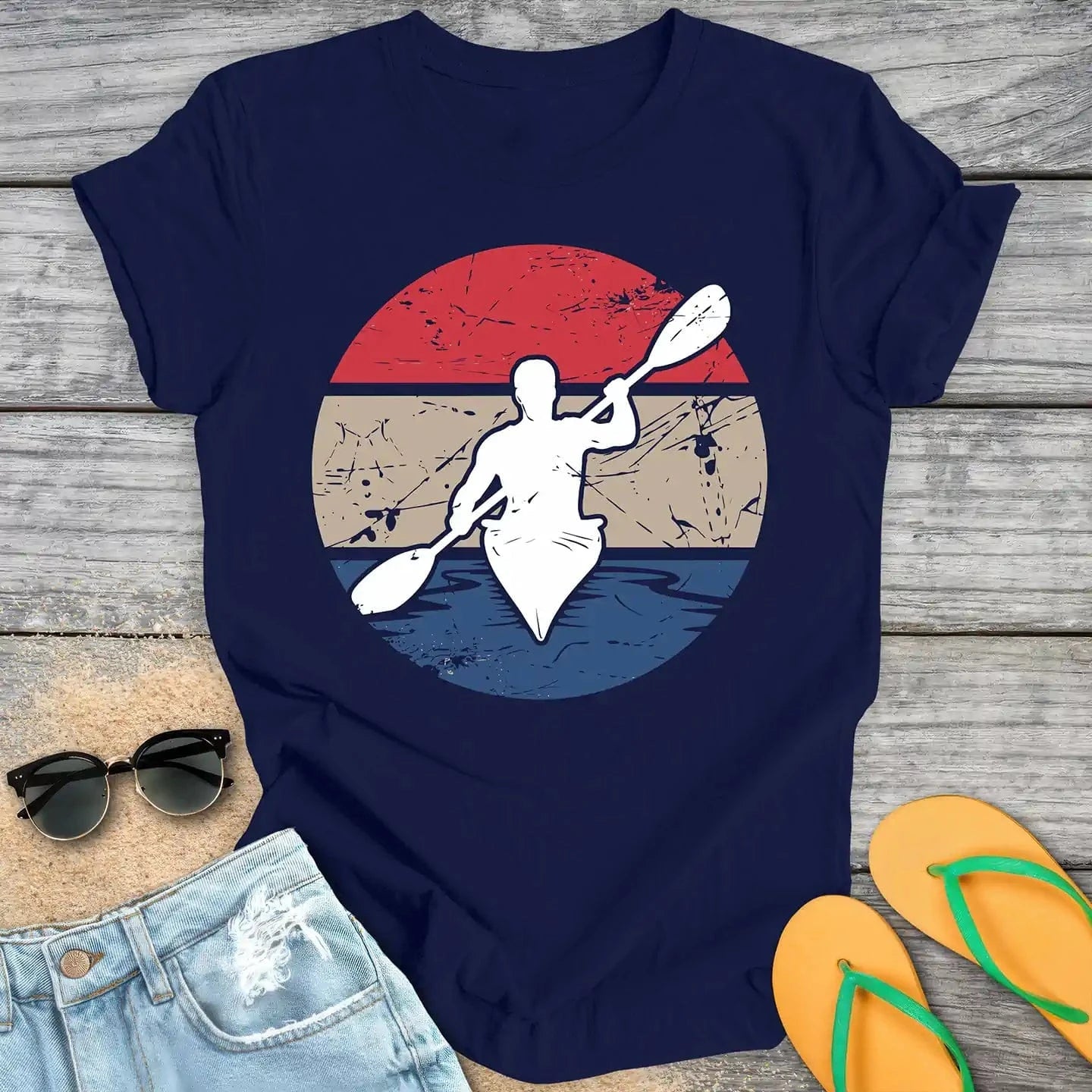 Retro Vintage Kayaker Silhouette