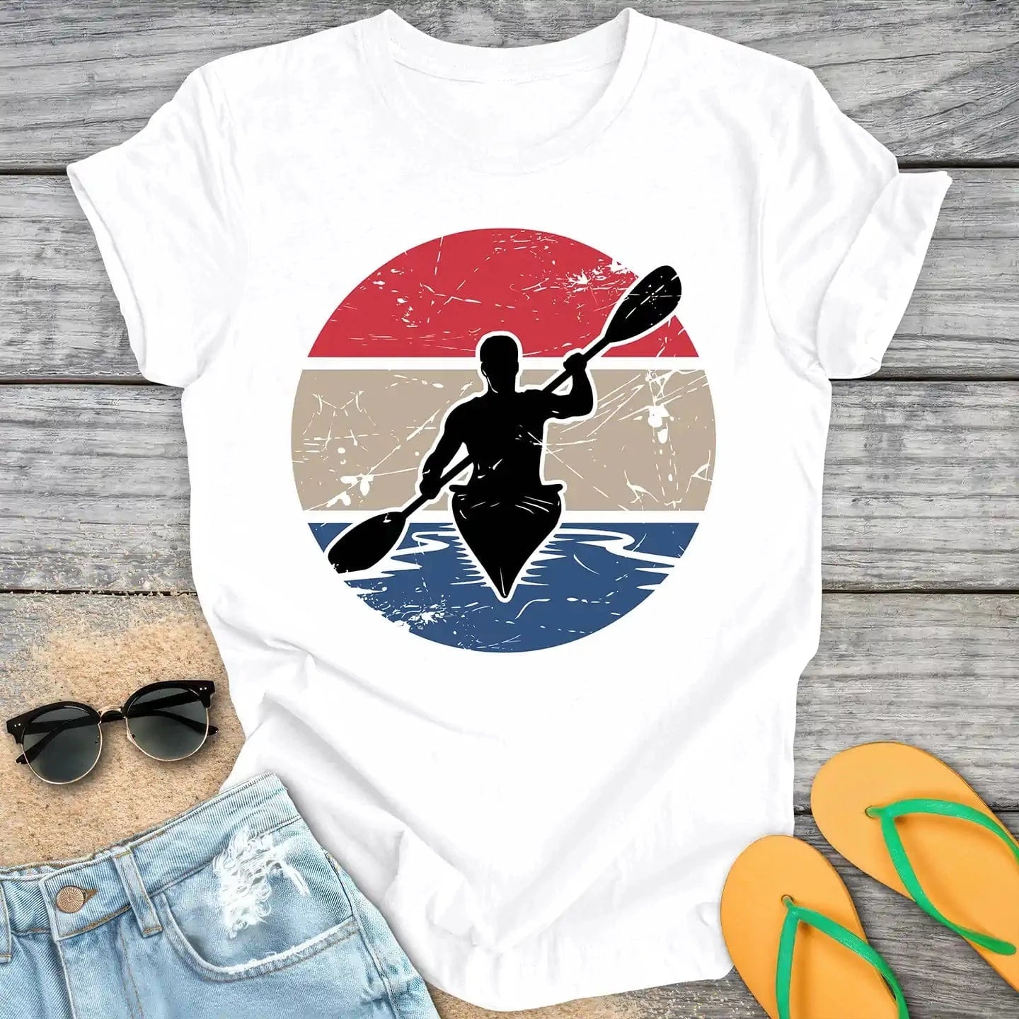 Retro Vintage Kayaker Silhouette