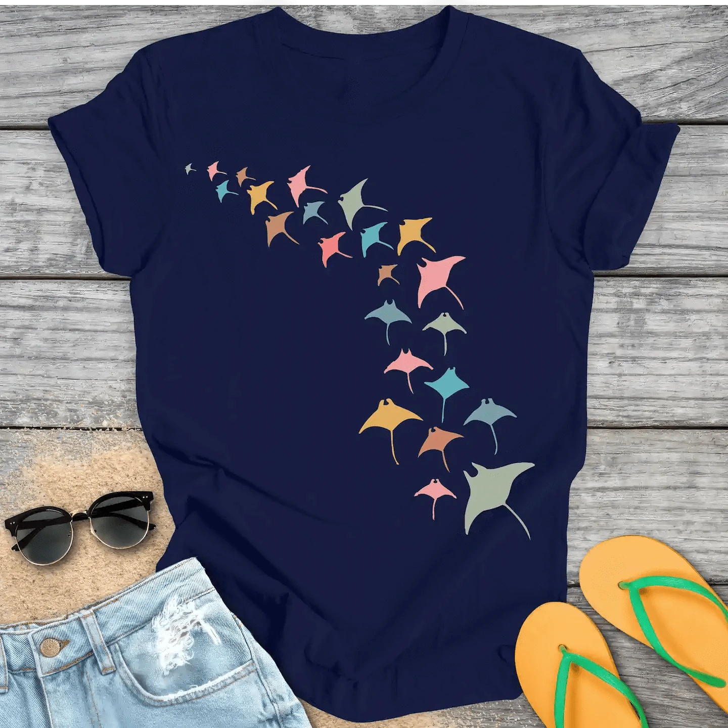 Manta Ray Swarm Colorful