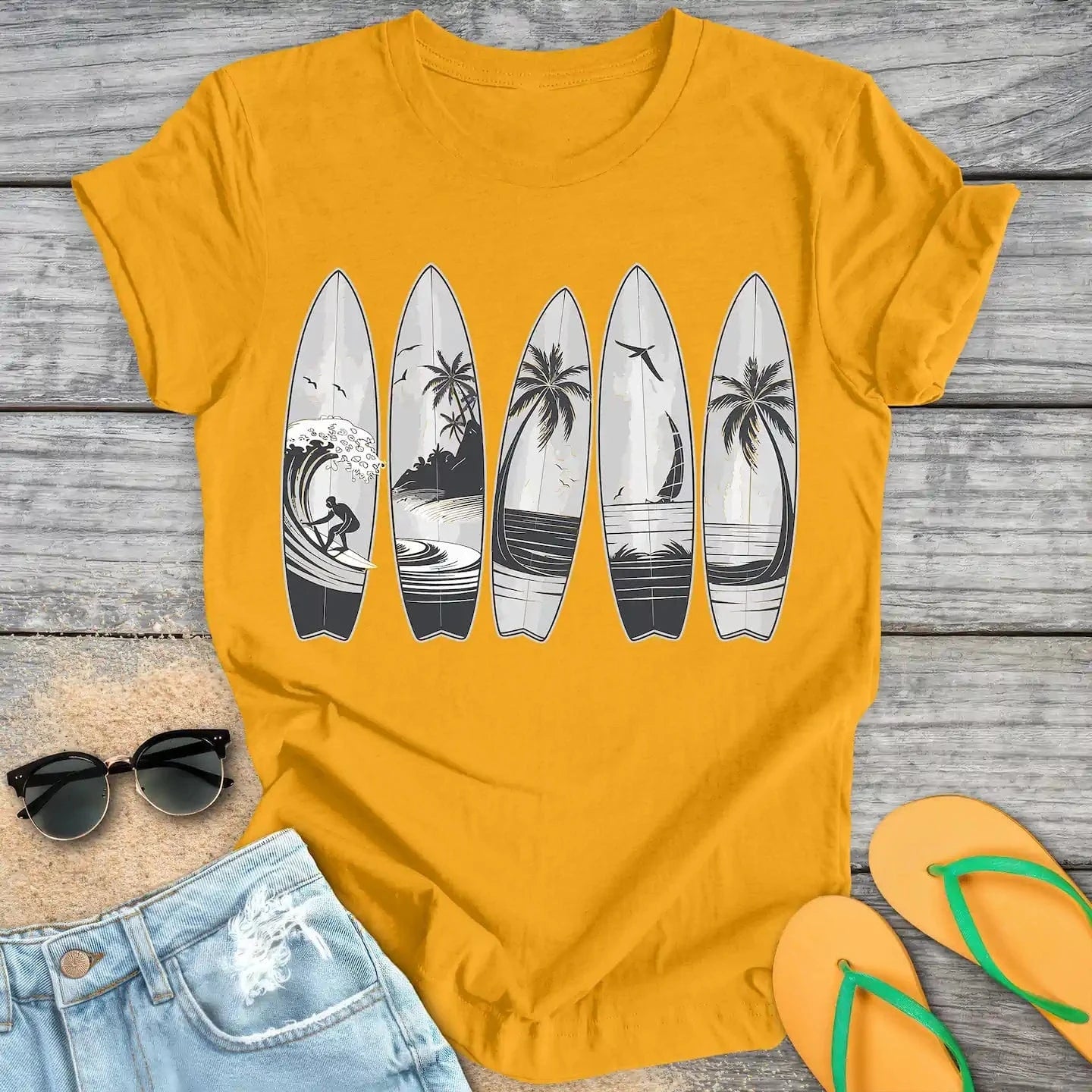 Retro Vintage Surfboards Greyscale