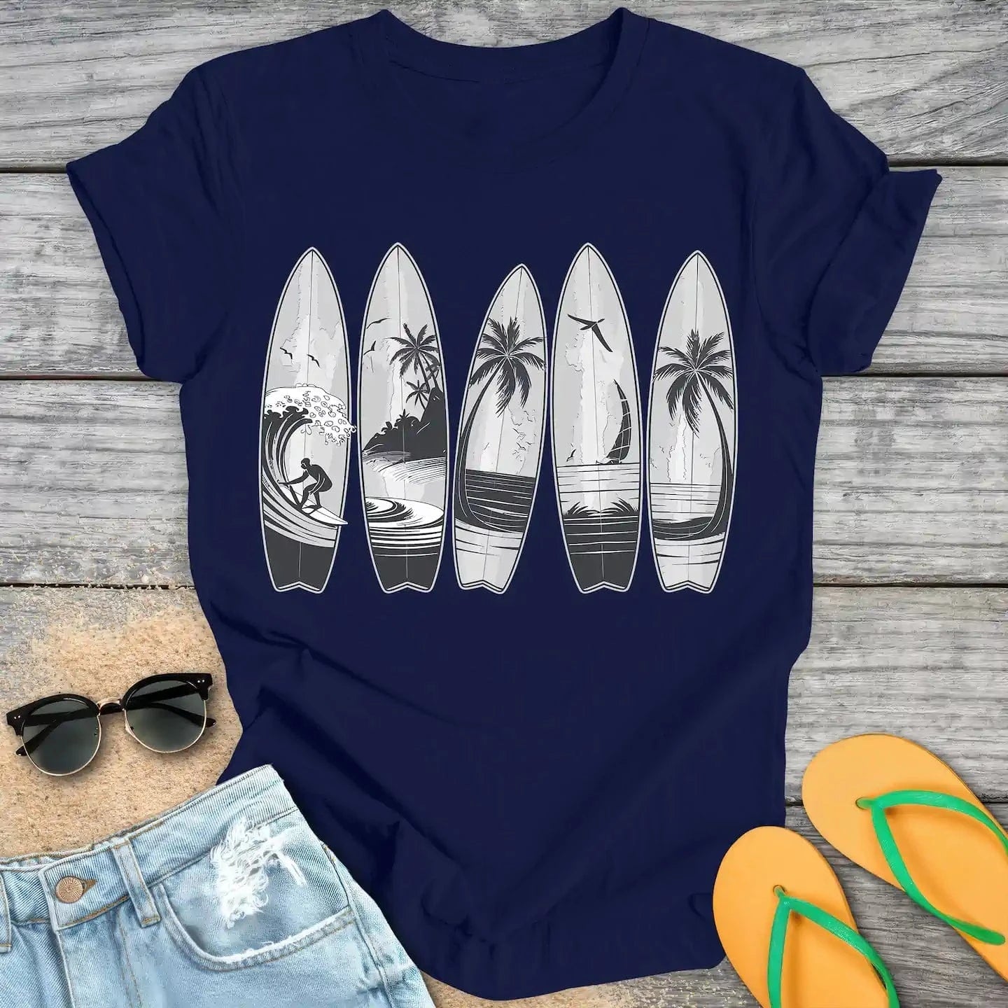 Retro Vintage Surfboards Greyscale