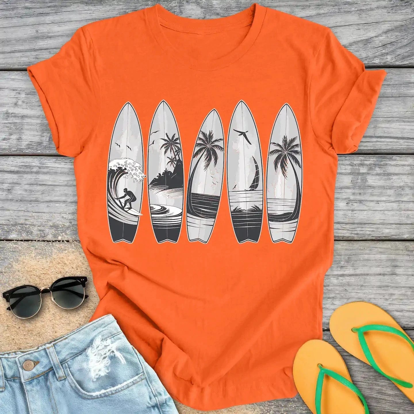 Retro Vintage Surfboards Greyscale