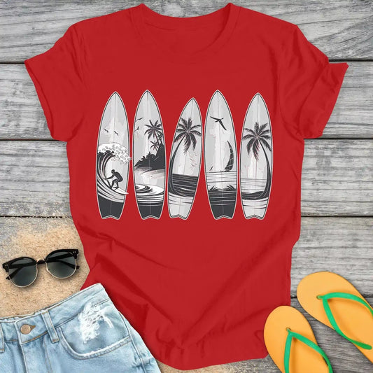 Retro Vintage Surfboards Greyscale