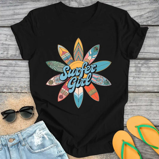 Surfer Girl Surfboard Flower