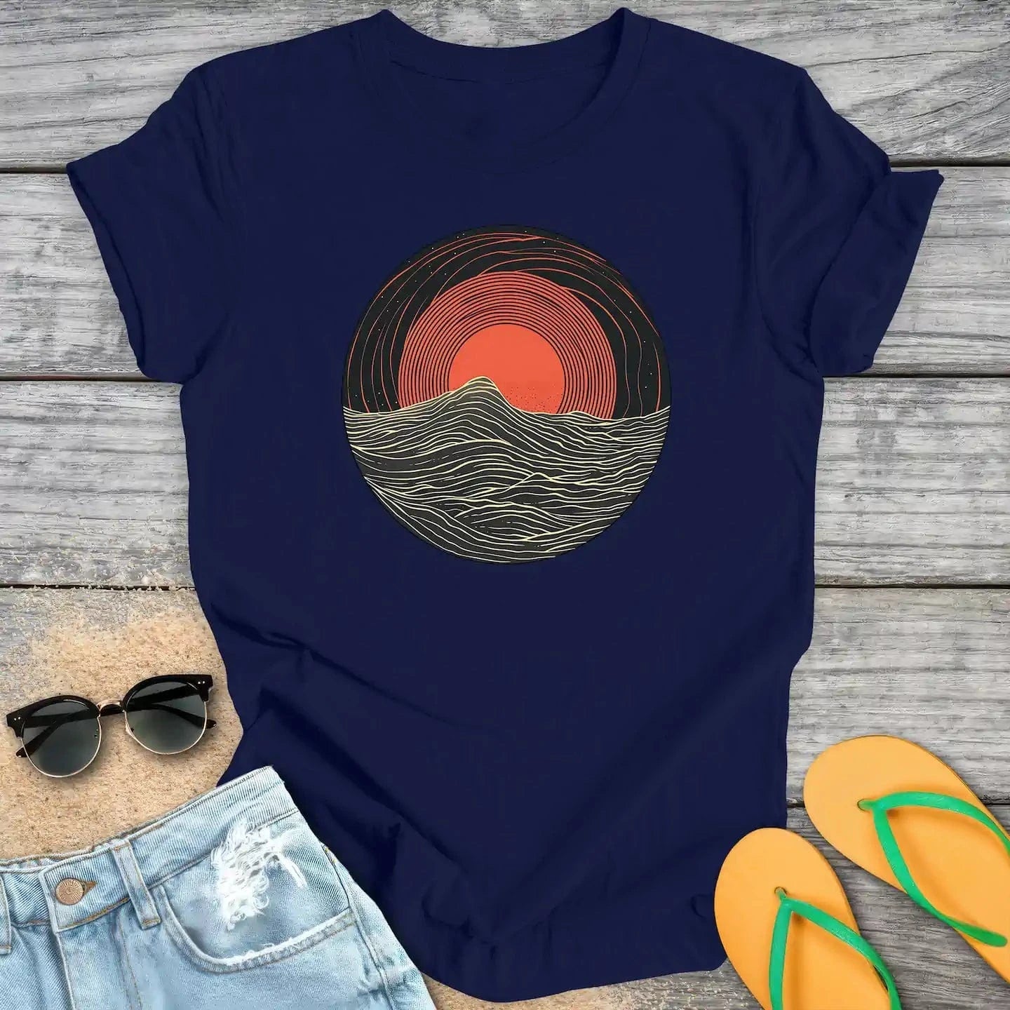 Red Sun Rising Over Ocean