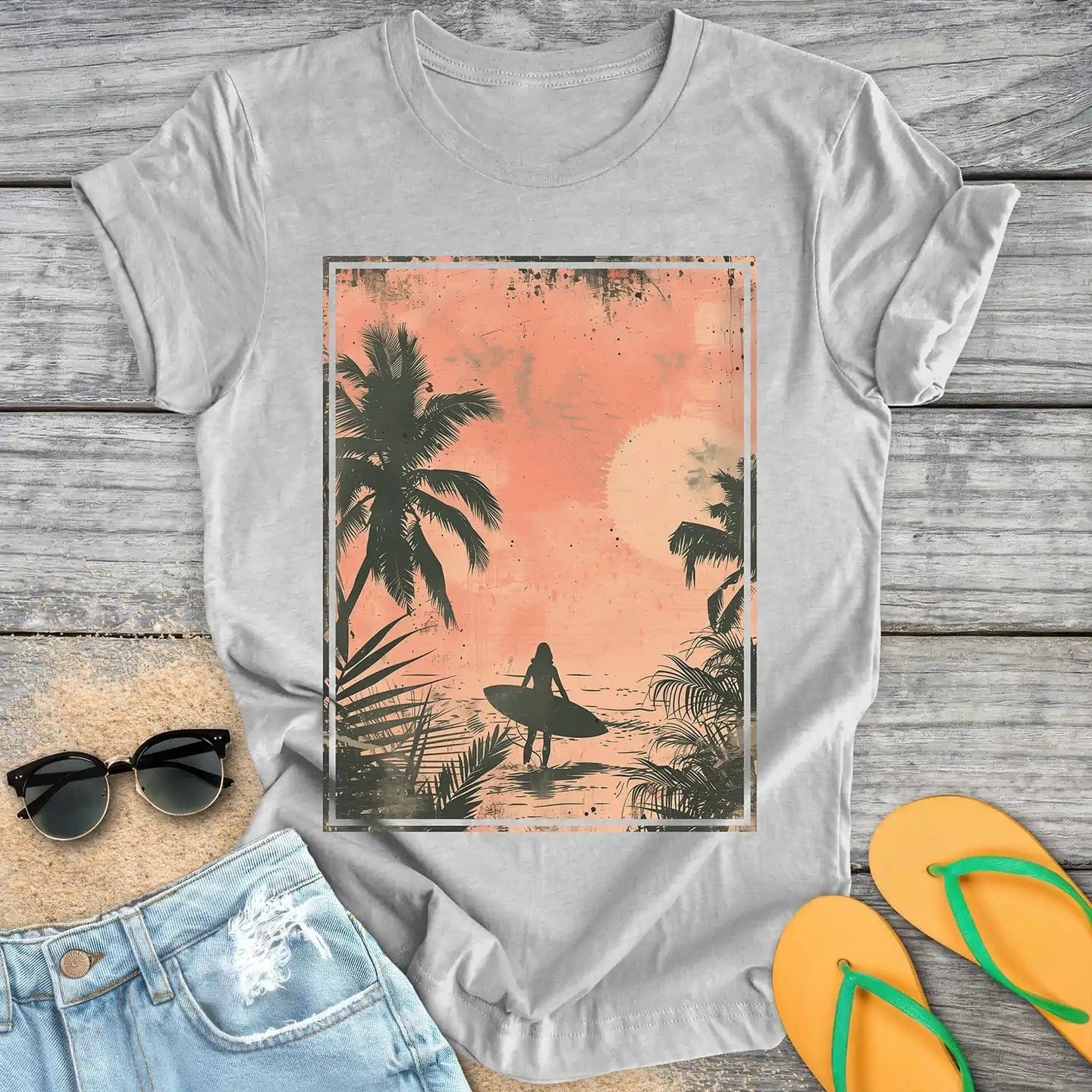 Serene Beach Surfer Girl