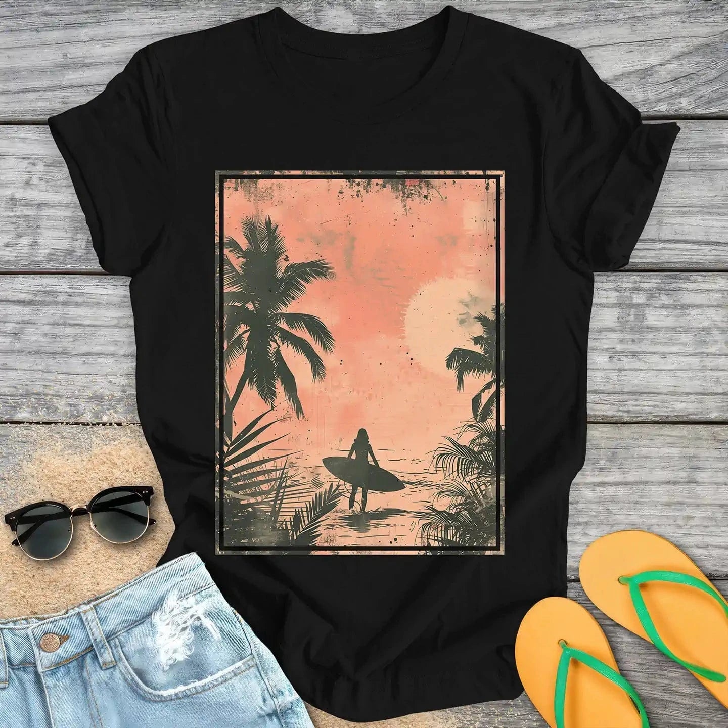 Serene Beach Surfer Girl