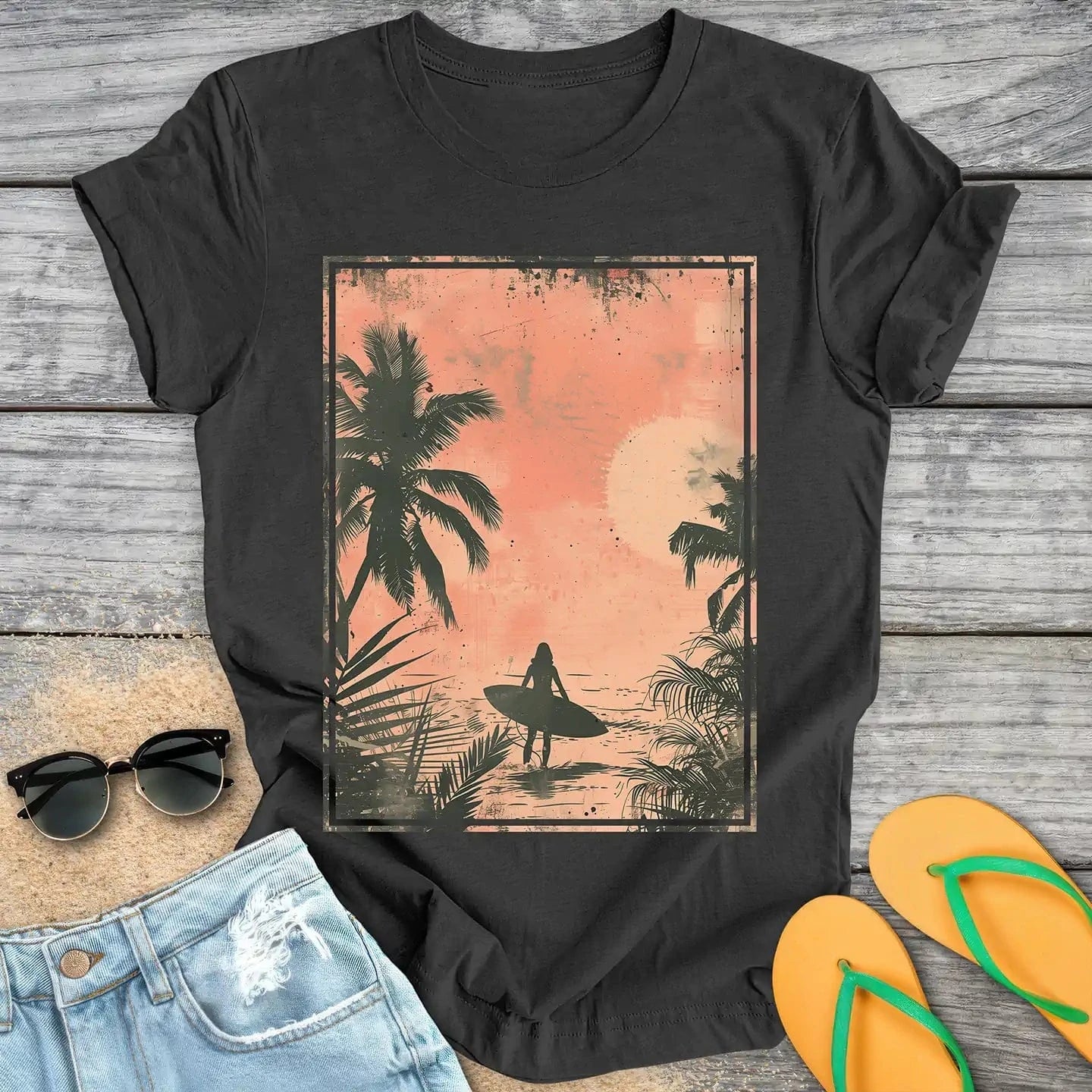 Serene Beach Surfer Girl