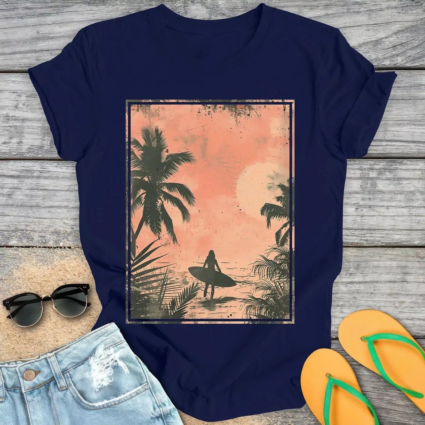 Serene Beach Surfer Girl