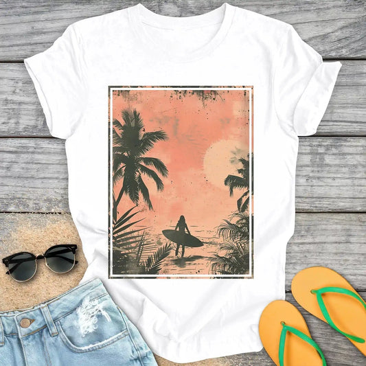 Serene Beach Surfer Girl