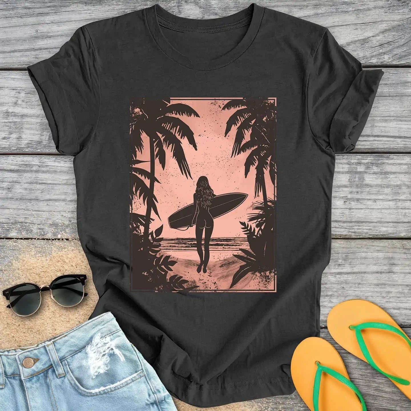 Tropical Beach Surfer Girl