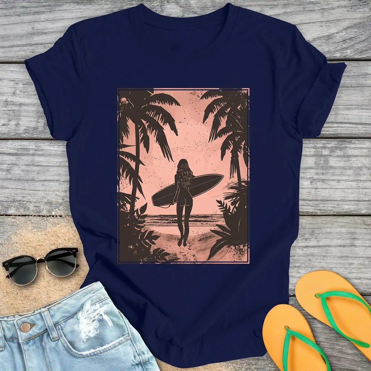 Tropical Beach Surfer Girl