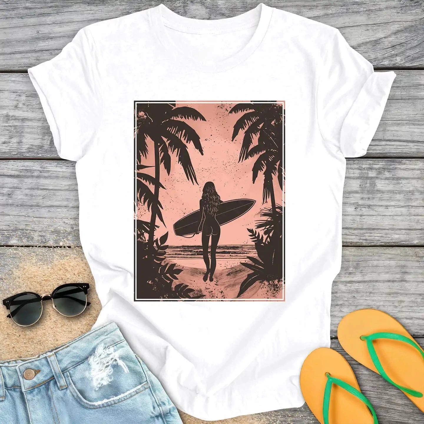 Tropical Beach Surfer Girl