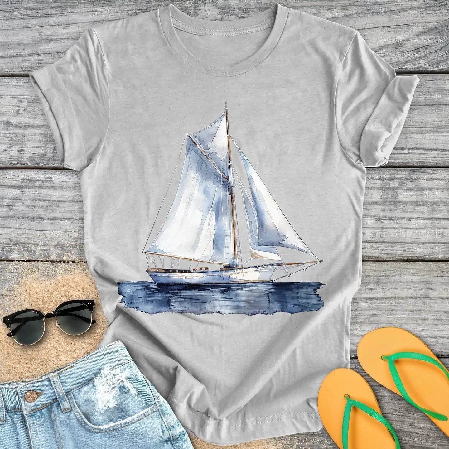 Elegant Watercolor Sailboat