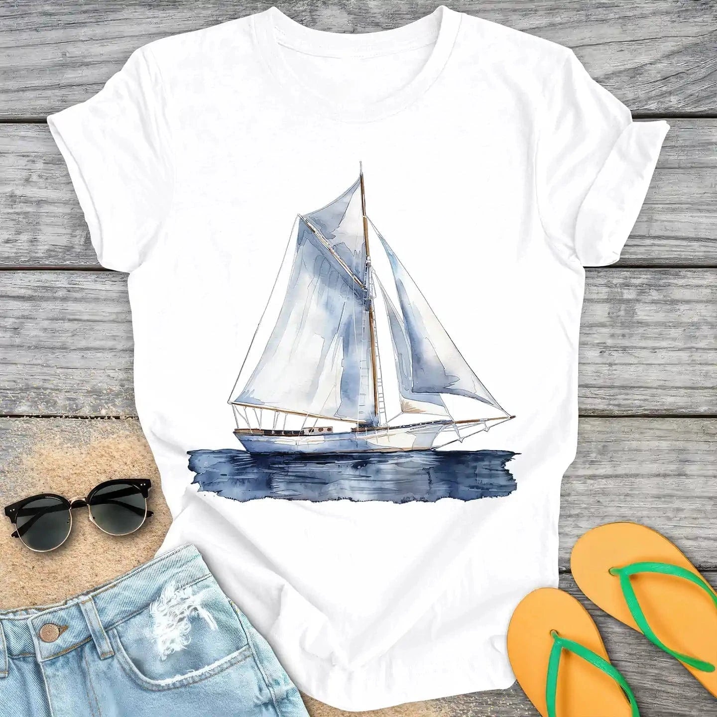 Elegant Watercolor Sailboat