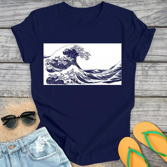 hokusai wave blue print