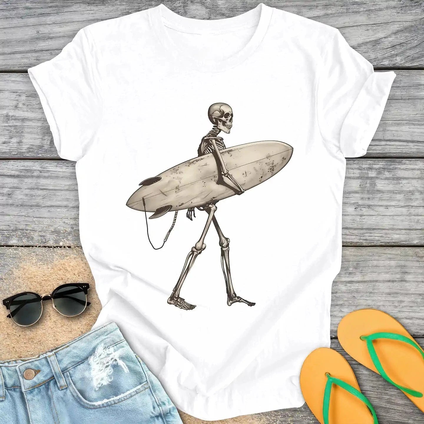 Skeleton Carrying Surfboard