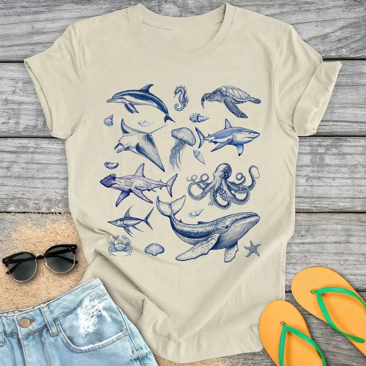Sea Animals 90s Retro