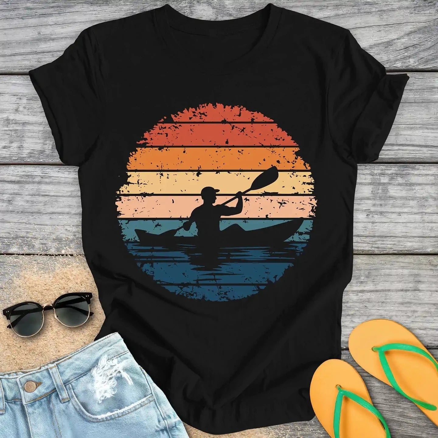 Retro Vintage Kayaker Cutout