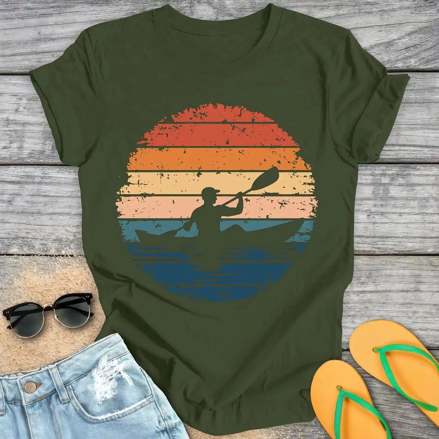 Retro Vintage Kayaker Cutout