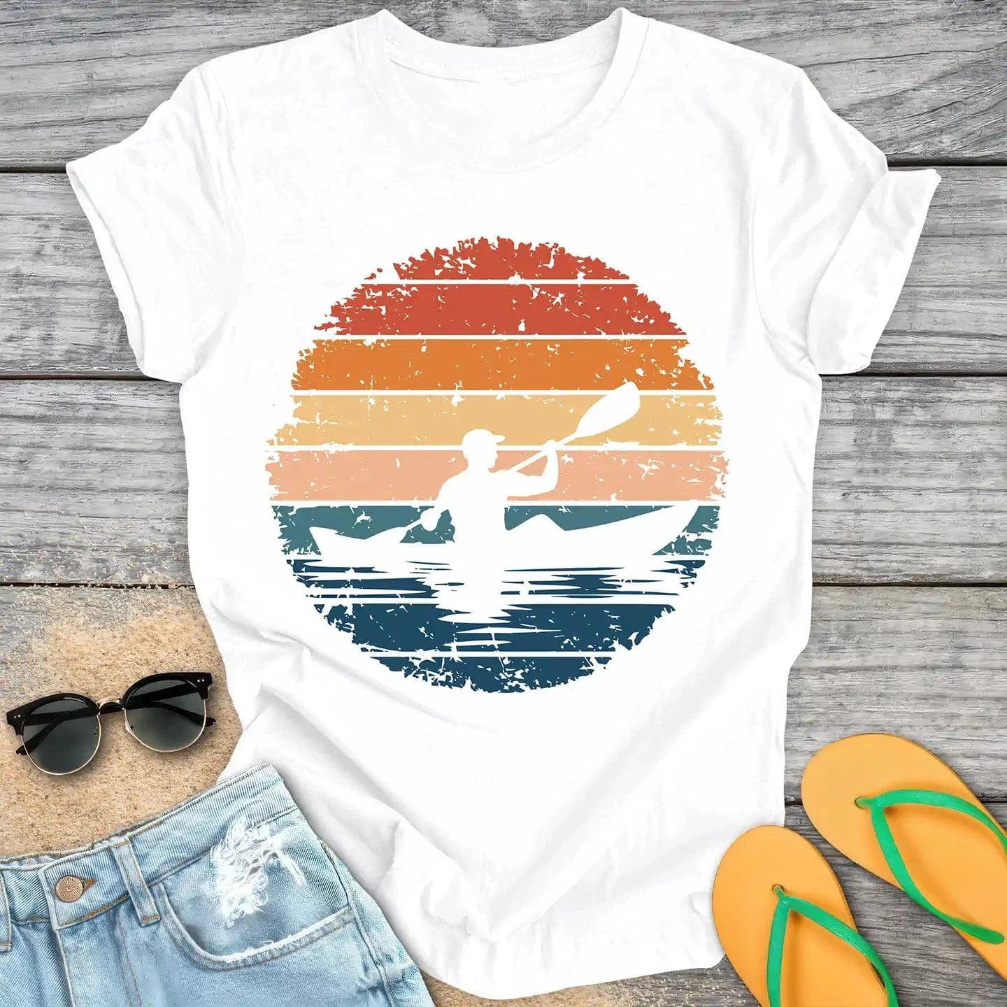 Retro Vintage Kayaker Cutout