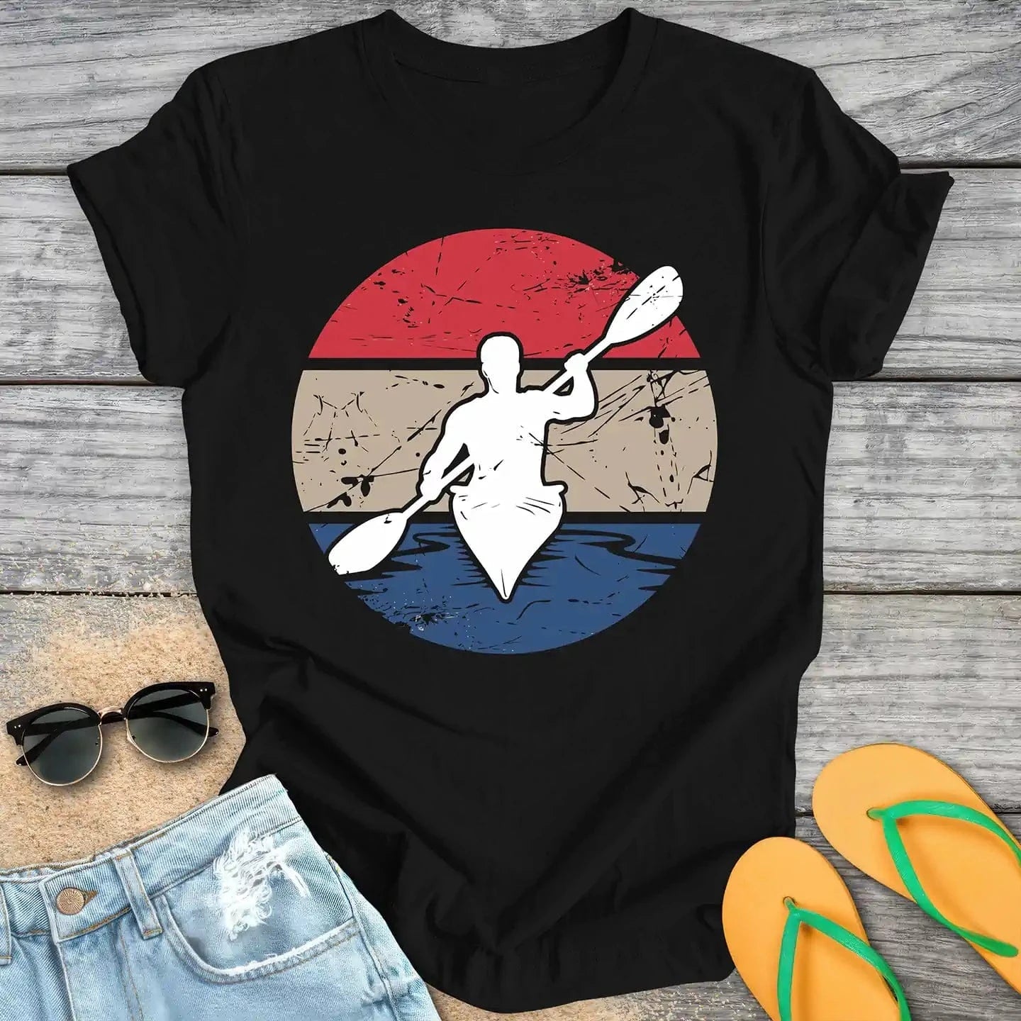 Retro Vintage Kayaker Silhouette