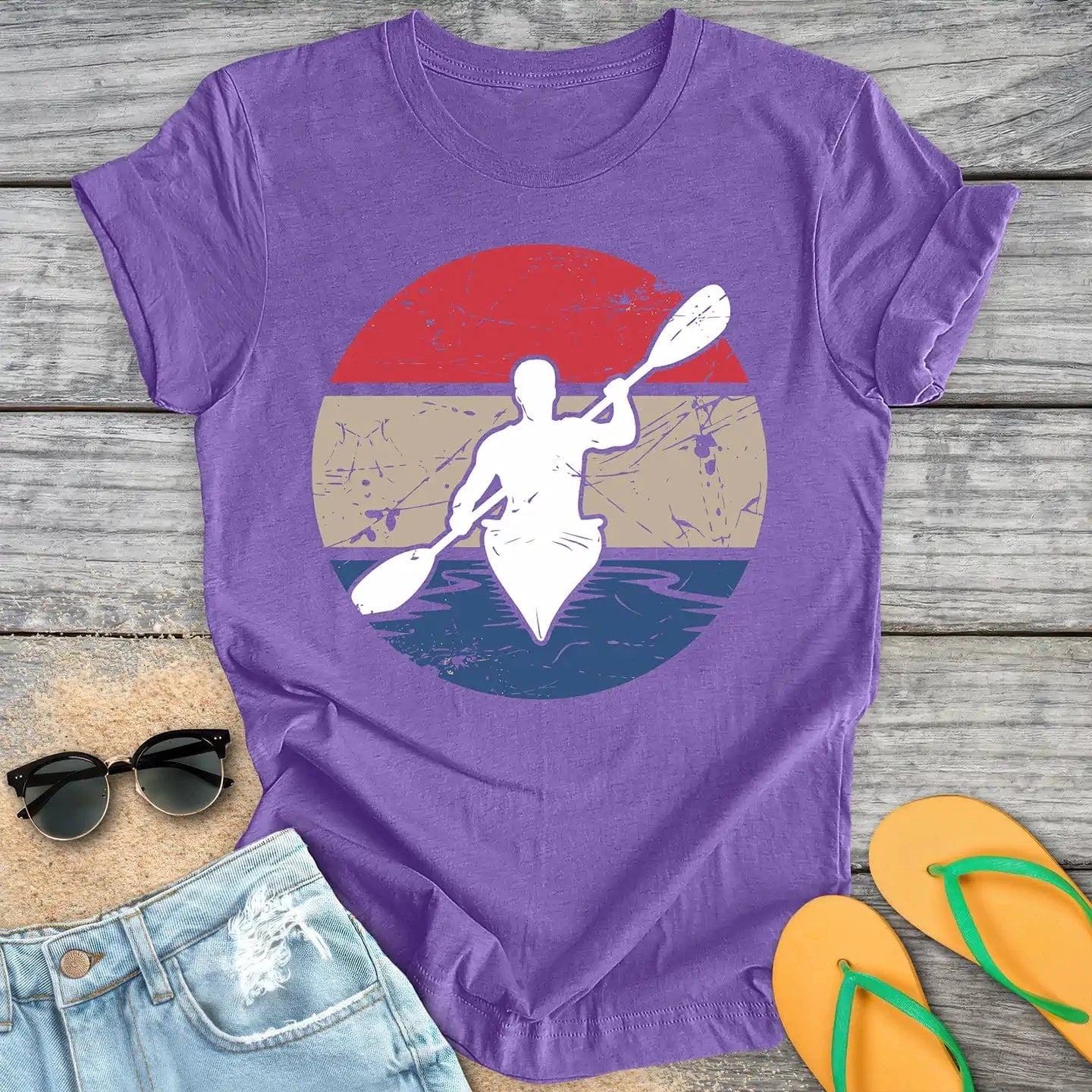 Retro Vintage Kayaker Silhouette