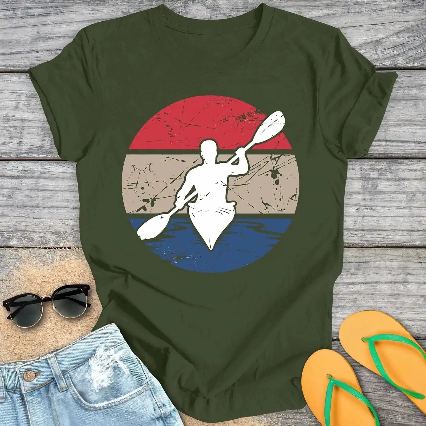 Retro Vintage Kayaker Silhouette
