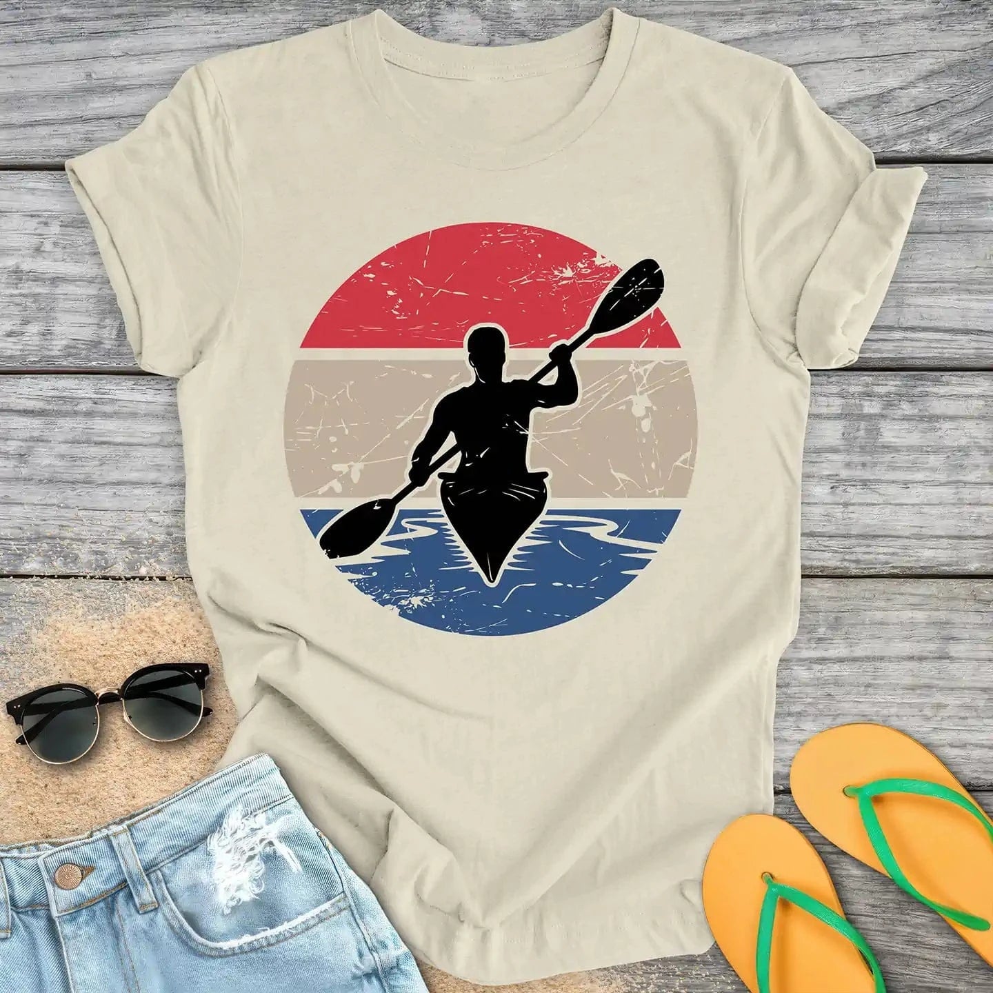 Retro Vintage Kayaker Silhouette
