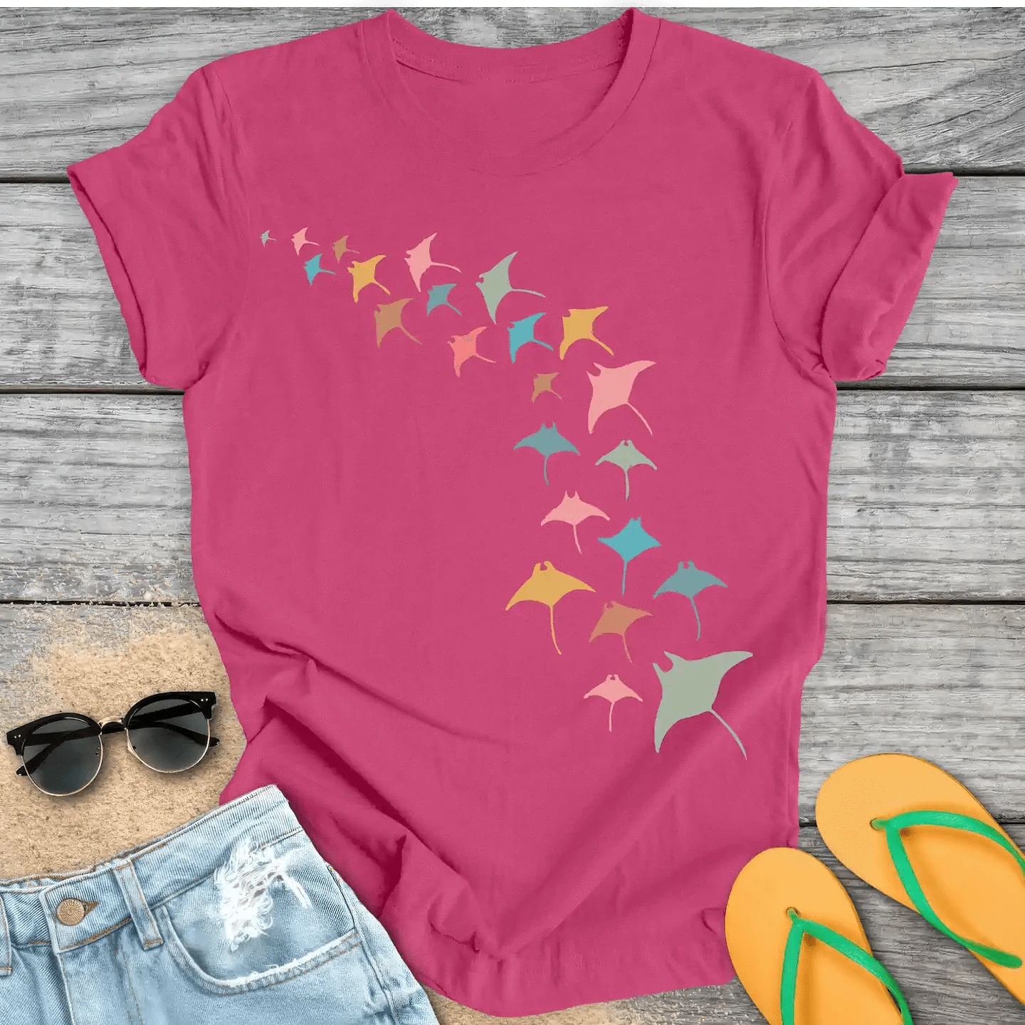 Manta Ray Swarm Colorful