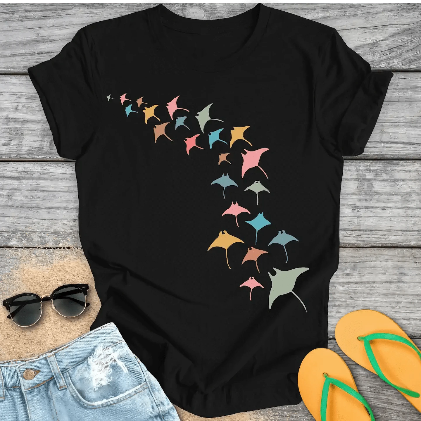 Manta Ray Swarm Colorful